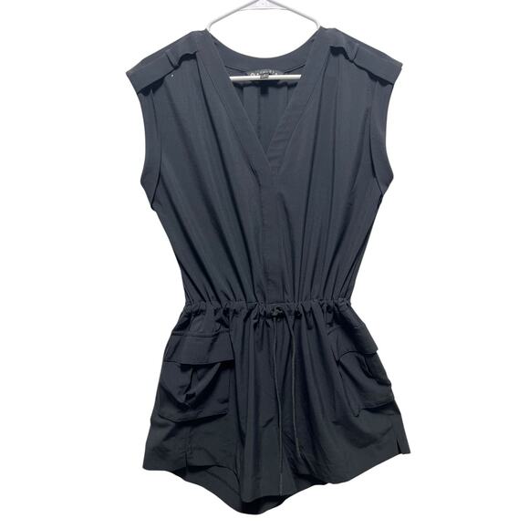 Athleta Black Utility Romper Size 2 Women’s Sleeveless V-Neck Pockets - Picture 3 of 16